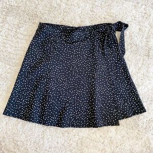 Amuse Society Black and White Polka Dot Wrap Mini Skirt